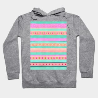 Stripes, Circles - Pink and Green Hoodie